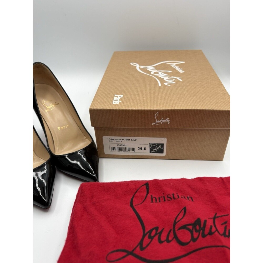 Christian Louboutin Pigalle 85 Black Patent Pointed Stiletto Heels Sz EU 35.5 - Picture 8 of 9